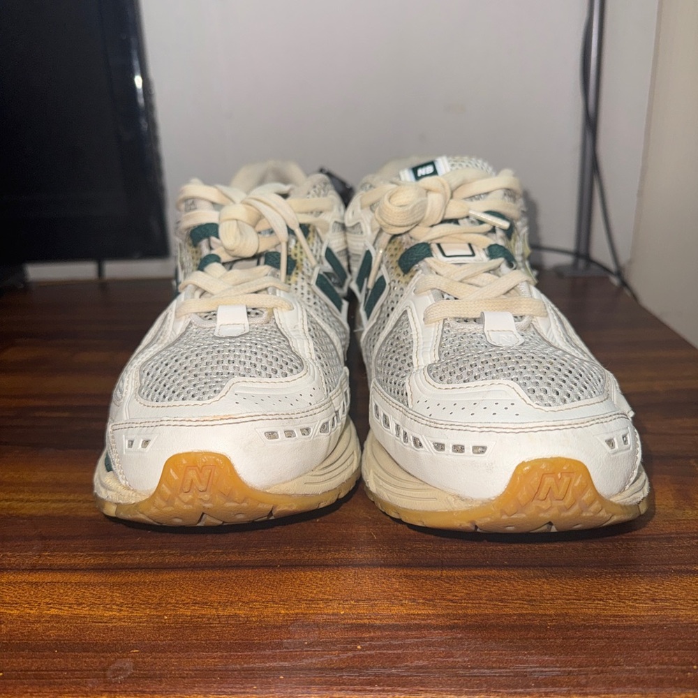 New Balance Cream and Green Athletic Shoes